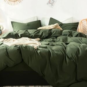 100% Cotton King Size Forest Green Duvet Cover Set